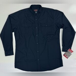 Men's XL-Long Navy TruSpec Long-Sleeve Lightweight RipStop Tactical Dress Shirt
